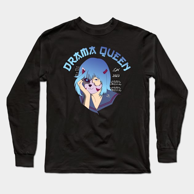 Drama Queen blue hair.. Long Sleeve T-Shirt by JUN09